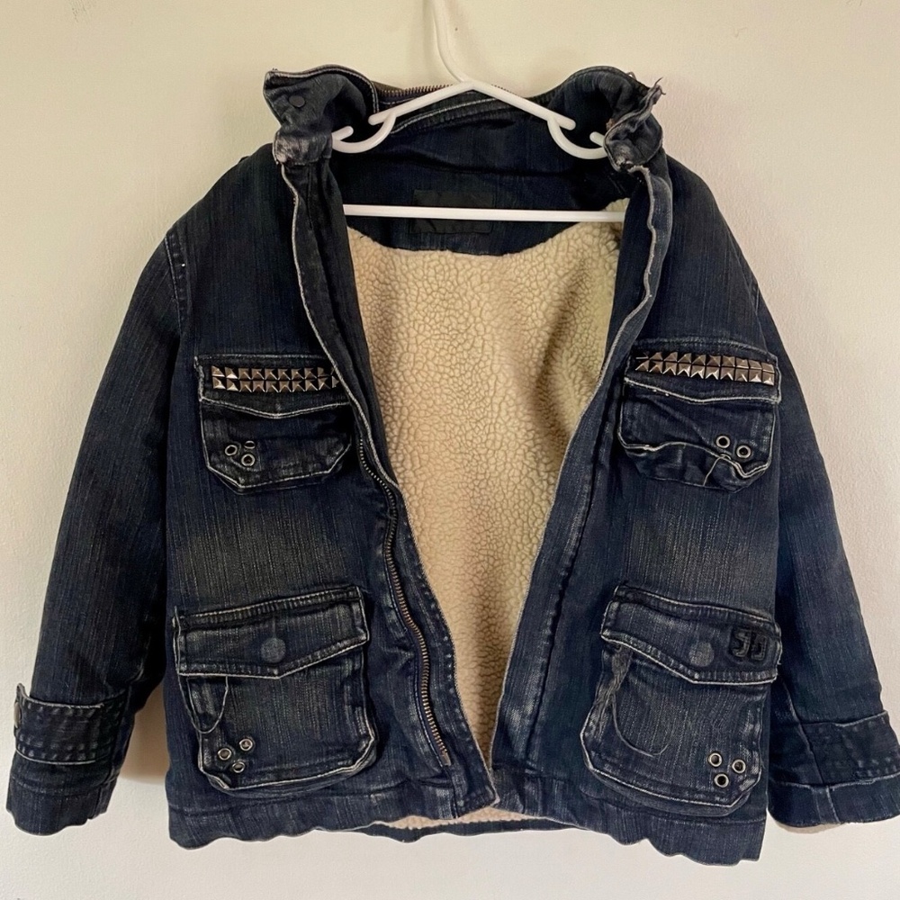 Joe's Jeans Kids size 4 dark denim coat/jacket with stud details and lined
